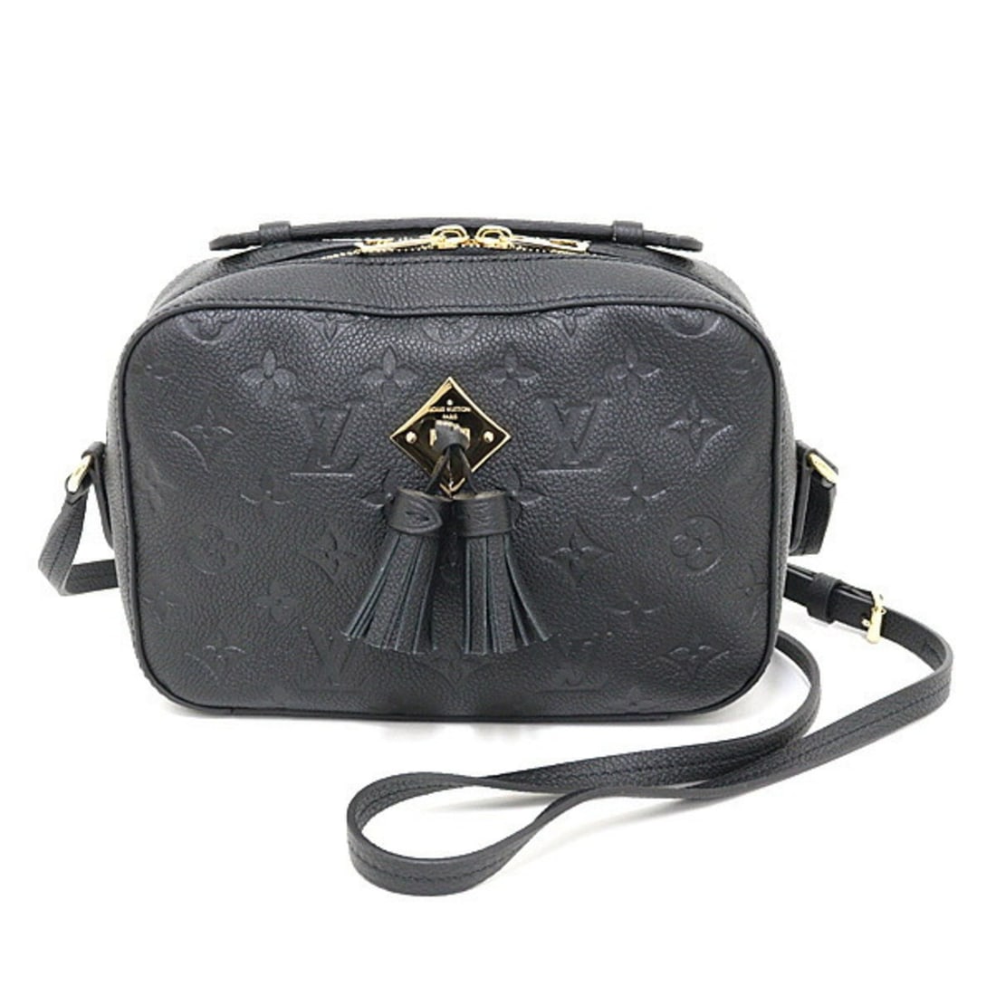 Louis Vuitton Saintonge Monogram Empreinte Leather Black Shoulder Bag M44593 Tassel: --- Catalog ---Category: SizeSize (HxWxD): 15cm x 21cm x 7cm / 5.9'' x 8.26'' x 2.75''Category: DesignType: Shoulder bagColor: Black, Gold, MonogramGender: Men,WomenMaterial: Monogram Empreinte , Leat