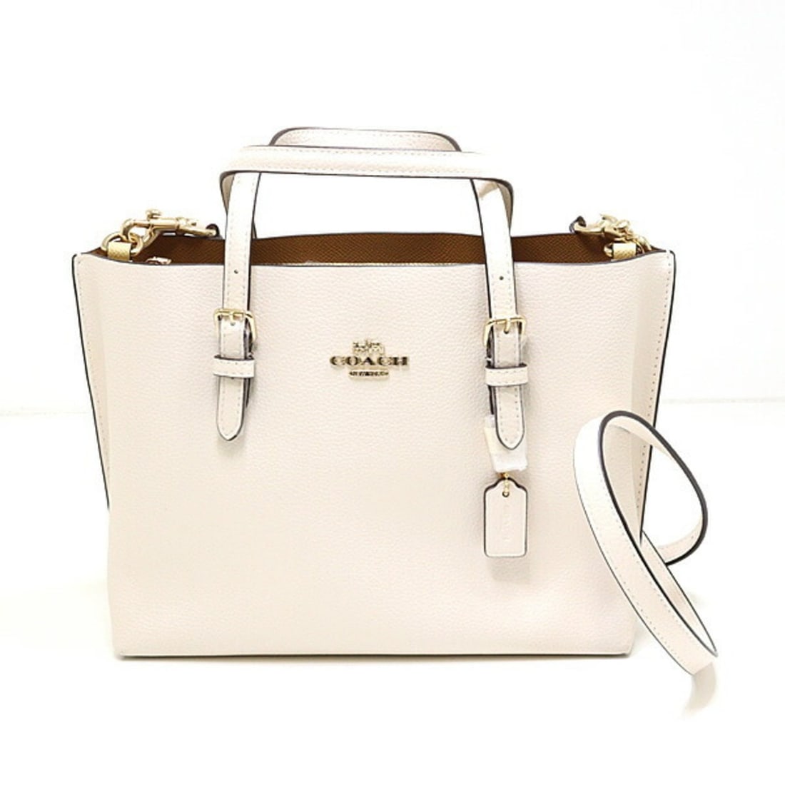 COACH Molly Tote 25 Double Face Crossgrain Leather Chalk C4084 Outlet (1 of 17)