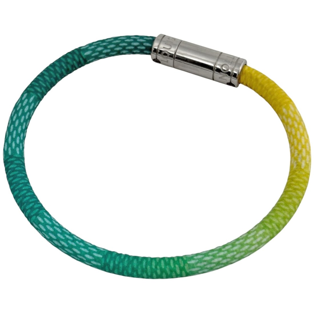 Louis Vuitton Keep It Damier Stripe Bangle Bracelet in GP Green and Yellow for Women: --- Catalog ---Category: SizeLength: 17.5cm / 6.88''Category: DesignType: BangleColor: Green, YellowGender: WomenMaterial: Gold platingCategory: GeneralBrand: Louis Vuitton--- Item List ---Section: