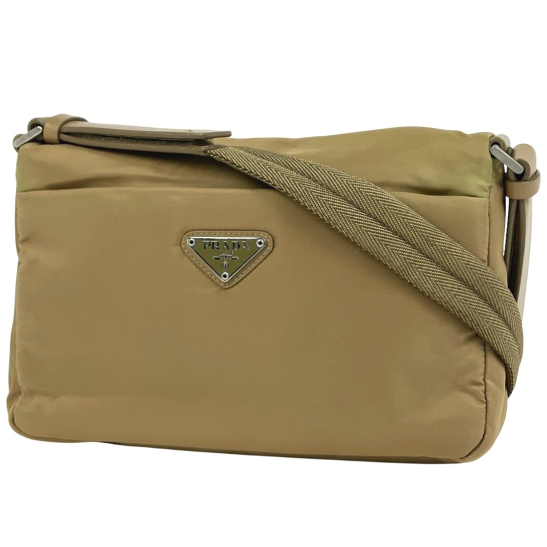 Prada B9717 Women's Brown Nylon Shoulder Bag with Logo Plate (1 of 10)