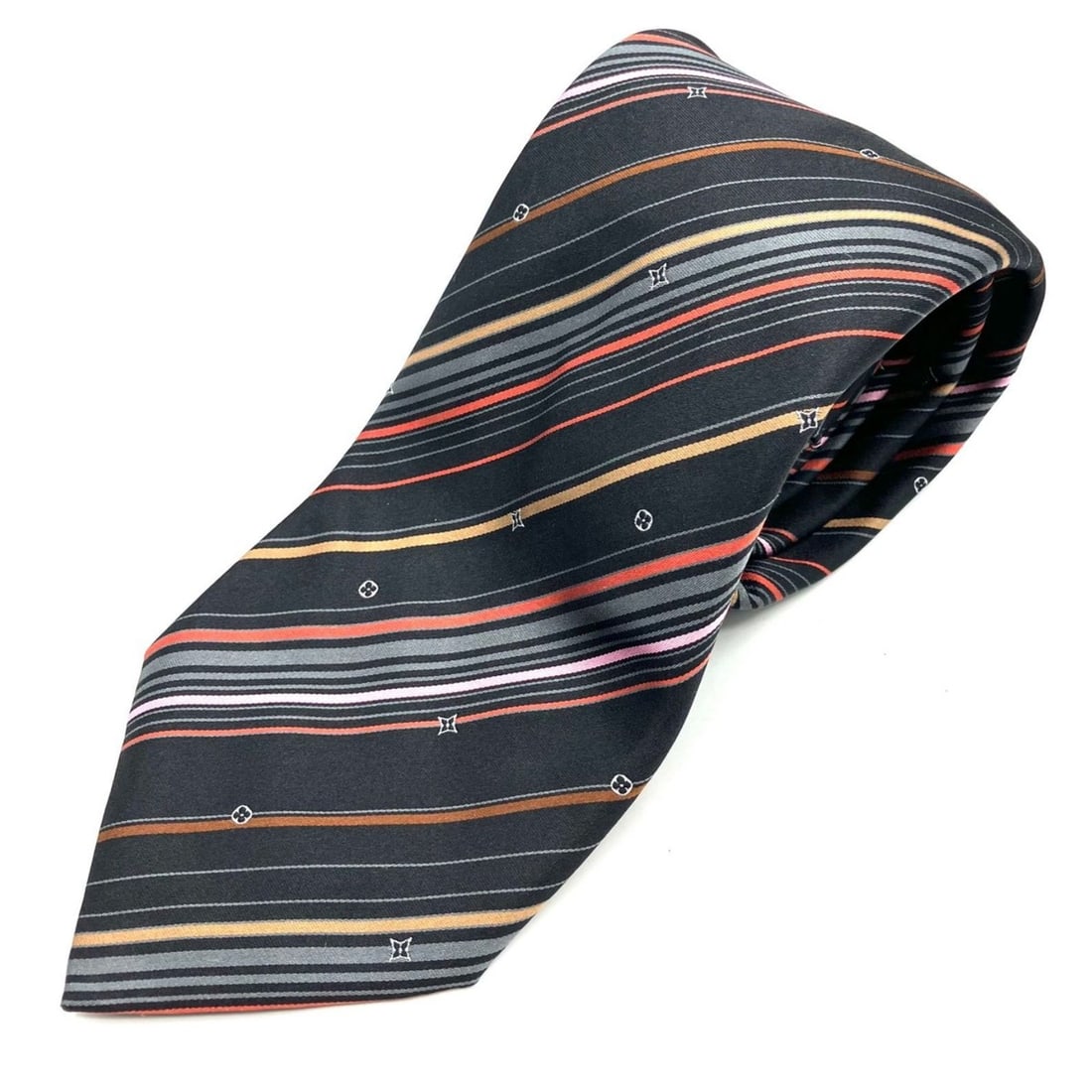 Louis Vuitton Silk Regimental Stripe Tie in Black and Multicolor (1 of 15)