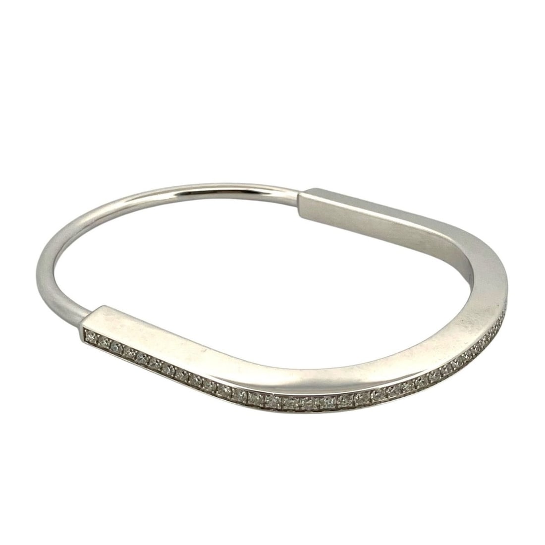 TIFFANY & CO. Tiffany Au750WG D1.09ct Rock Narrow Bangle with Half Pavé Diamonds (1 of 13)