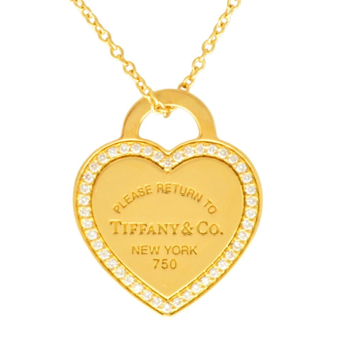 Tiffany & Co. Return to Heart Tag Pendant Necklace with Diamonds, 18K Yellow Gold, 4.8g, for Women (1 of 13)