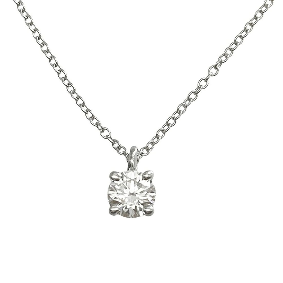 Tiffany & Co. 4.8mm Solitaire Necklace with Diamonds, Pt950, 2.6g Platinum, Women's: --- Catalog ---Category: SizeWeight: 2.6g / 0.09oz.Diameter: 4.8mm / 0.18''Neck Circumference: 42 cm / 16.53''Category: DesignMetal: PlatinumStone: DiamondGender: WomenMetal Purity: Platinum950Necklac