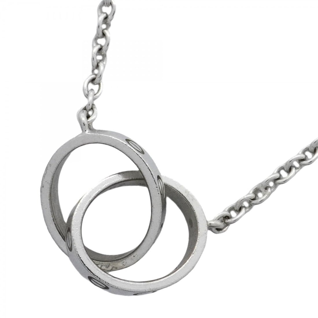 Cartier Baby Love Necklace in 18K White Gold for Women: --- Catalog ---Category: SizePendant Size: 9.6mm x 19.7mm / 0.37'' x 0.77''Neck Circumference: 44.5 cm / 17.51''Category: DesignGender: WomenMaterial: White gold (18K)Necklace Type: NecklaceCategory: