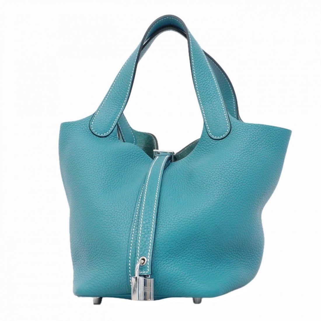 Hermes Hermès Picotin Lock PM Handbag in Taurillon Clemence Blue Jean with O Stamp for Women: --- Catalog ---Category: SizeSize (HxWxD): 18.5cm x 14cm x 19cm / 7.28'' x 5.51'' x 7.48''Category: DesignType: HandbagColor: Blue jeanGender: WomenMaterial: Taurillon clemence leather Hardware Color: