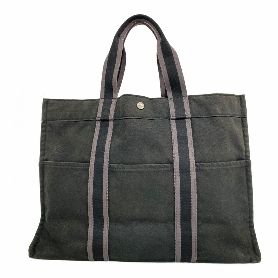 Hermes Hermès Foule GM Tote Bag Canvas Black Gray Men's Women's (1 of 13)