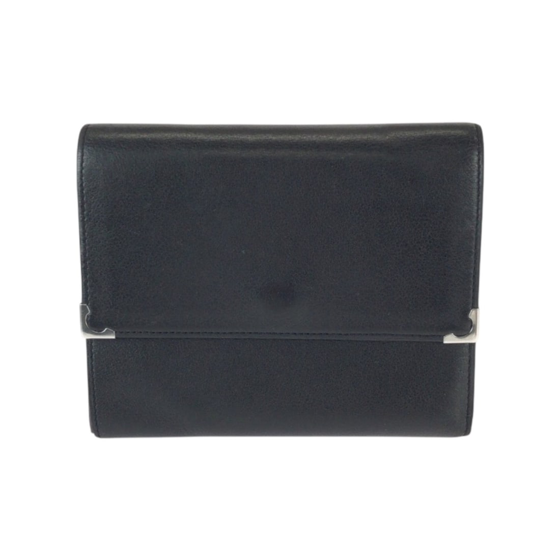 CARTIER Must Line Black Leather Folding Wallet with Silver Hardware, Compact Wallet, Unisex, Women's (1 of 16)