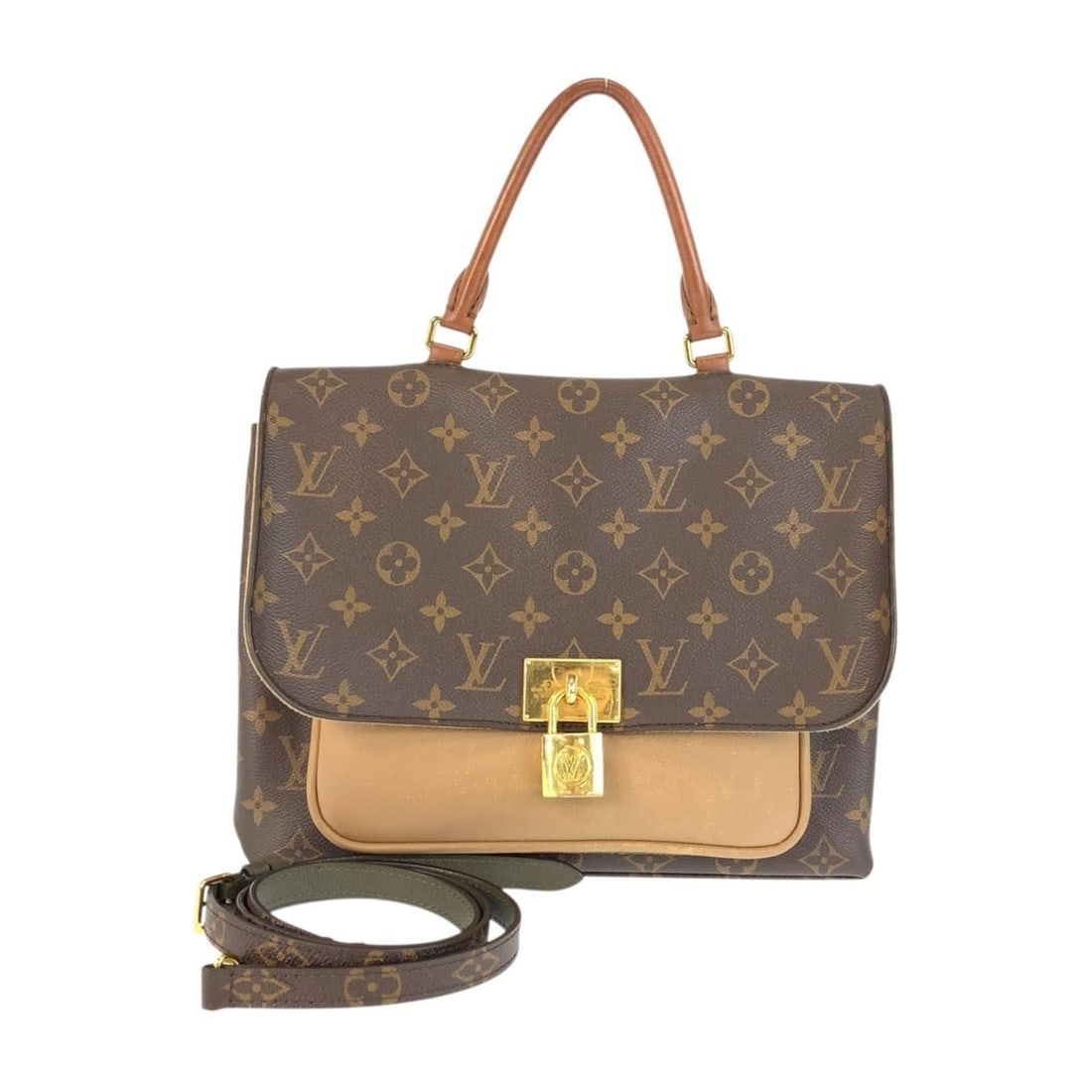 LOUIS VUITTON Monogram Marignan Brown Leather with Gold Hardware, M44257, 2-Way Handbag/Shoulder Bag (1 of 10)