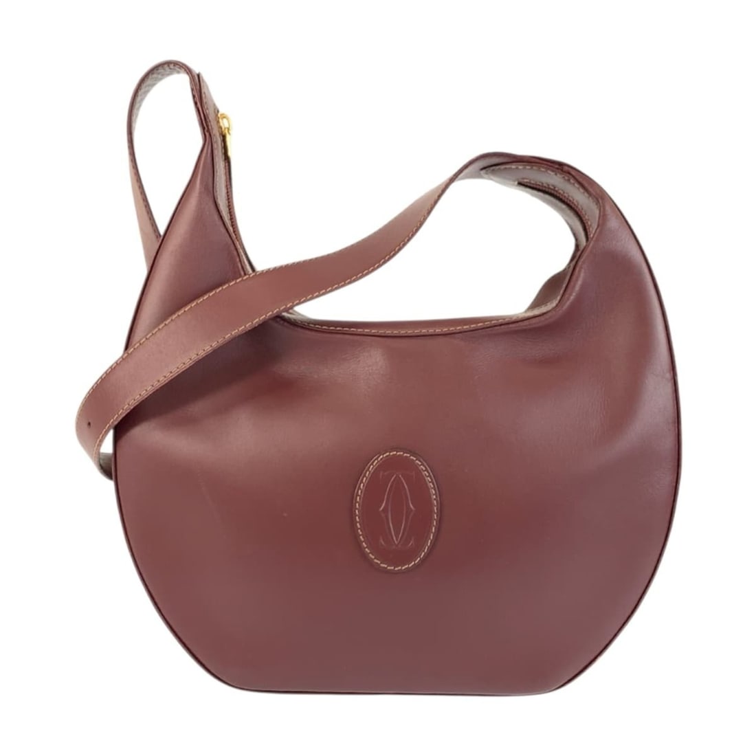 CARTIER Must Line Bordeaux Leather Shoulder Bag with Gold Hardware for Women: --- Catalog ---Category: SizeSize (HxWxD): 18cm x 26cm x 7cm / 7.08'' x 10.23'' x 2.75''Category: DesignType: Shoulder bagColor: BordeauxGender: WomenMaterial: Leather Hardware Color: GoldCategory: Ge