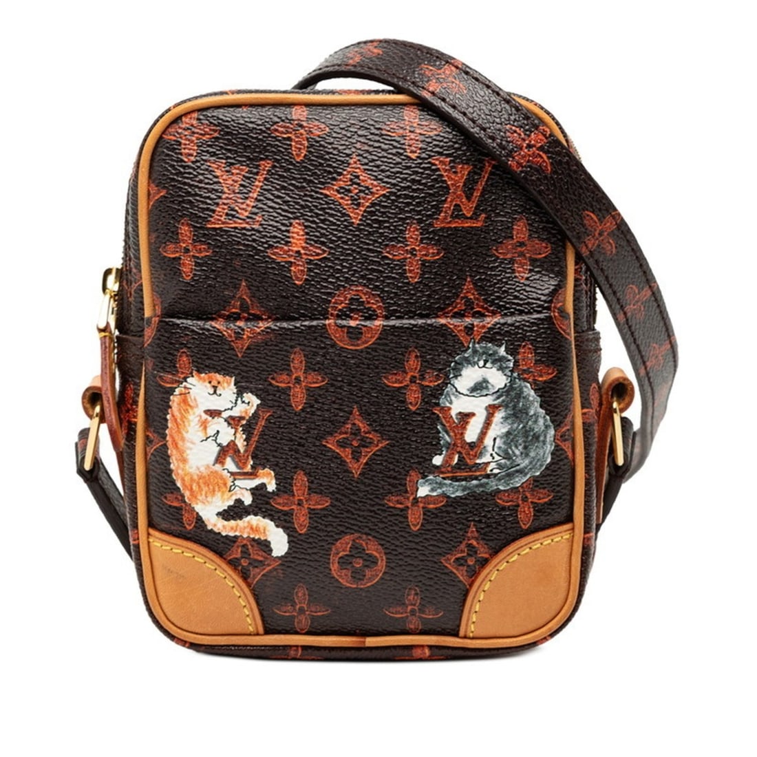 Louis Vuitton Monogram Catgram Panam Set Shoulder Bag M44399 Dark Brown and Orange Leather Women's: --- Catalog ---Category: SizeSize (HxWxD): 14.5cm x 11cm x 3.5cm / 5.7'' x 4.33'' x 1.37''Category: DesignType: Shoulder bagColor: Dark brown, Monogram, OrangeGender: WomenMaterial: Monogram , PVC , L