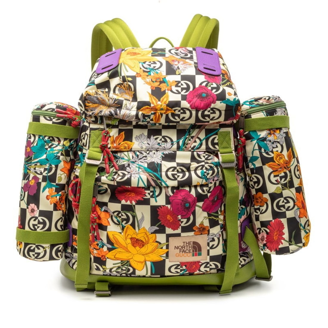 Gucci x The North Face Floral Backpack 650294 Green Multicolor Nylon Leather Women's GUCCI (1 of 11)