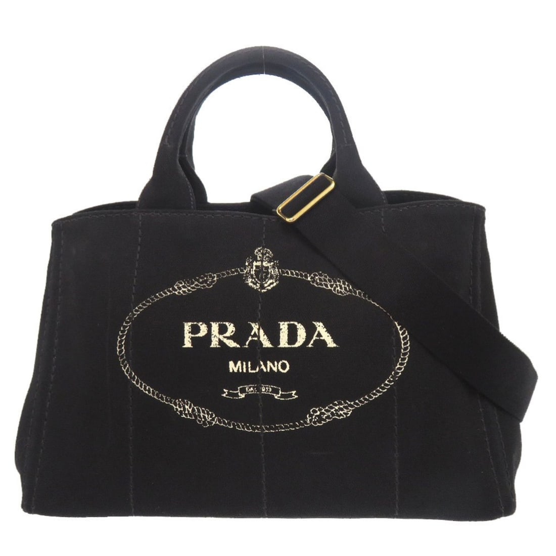 Excellent condition Prada Canapa canvas black 2-way tote bag, shoulder and handbag, 0644 (1 of 11)