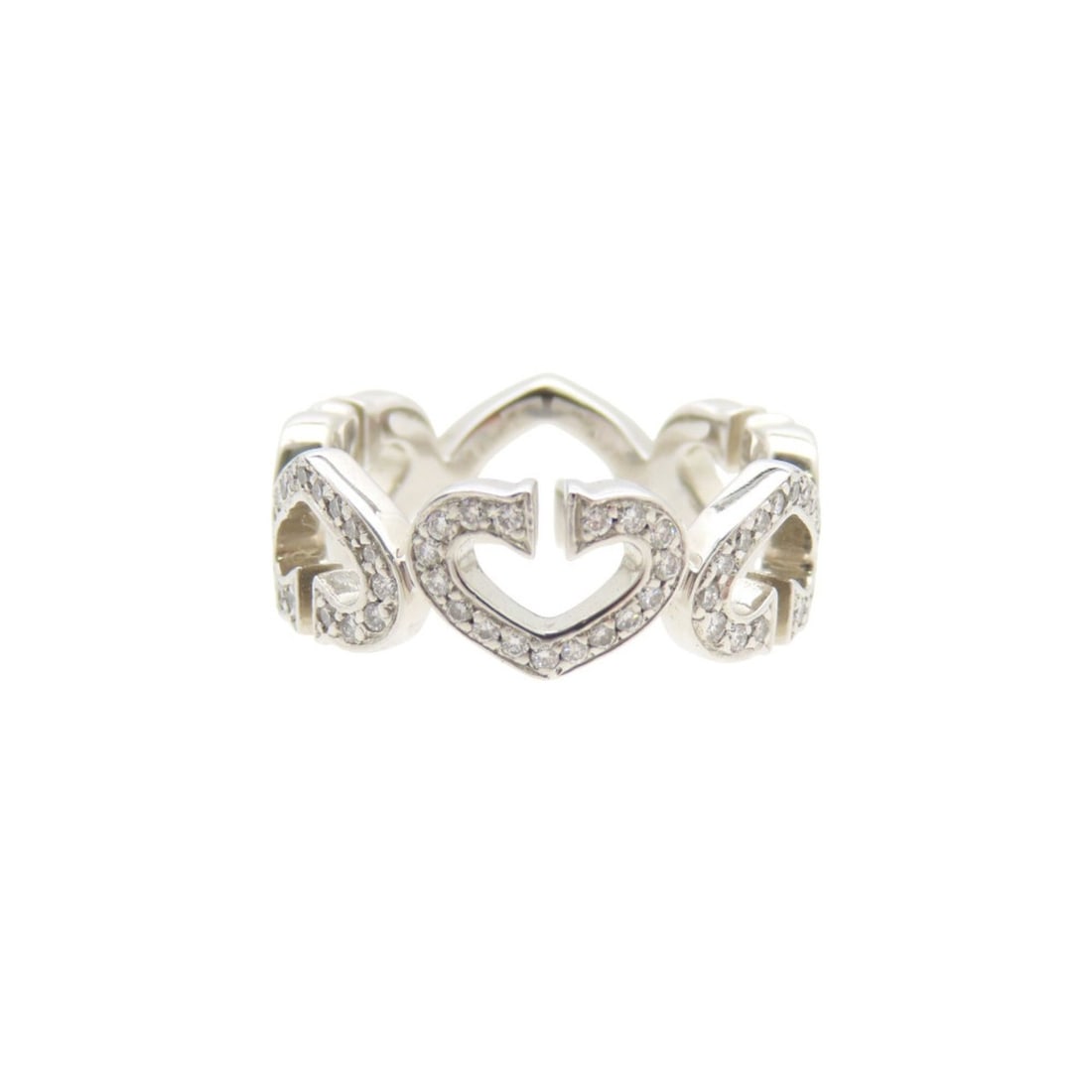 Excellent condition Cartier C Heart full diamond 18KWG 750WG ring #51 white gold jewelry 0391 (1 of 7)