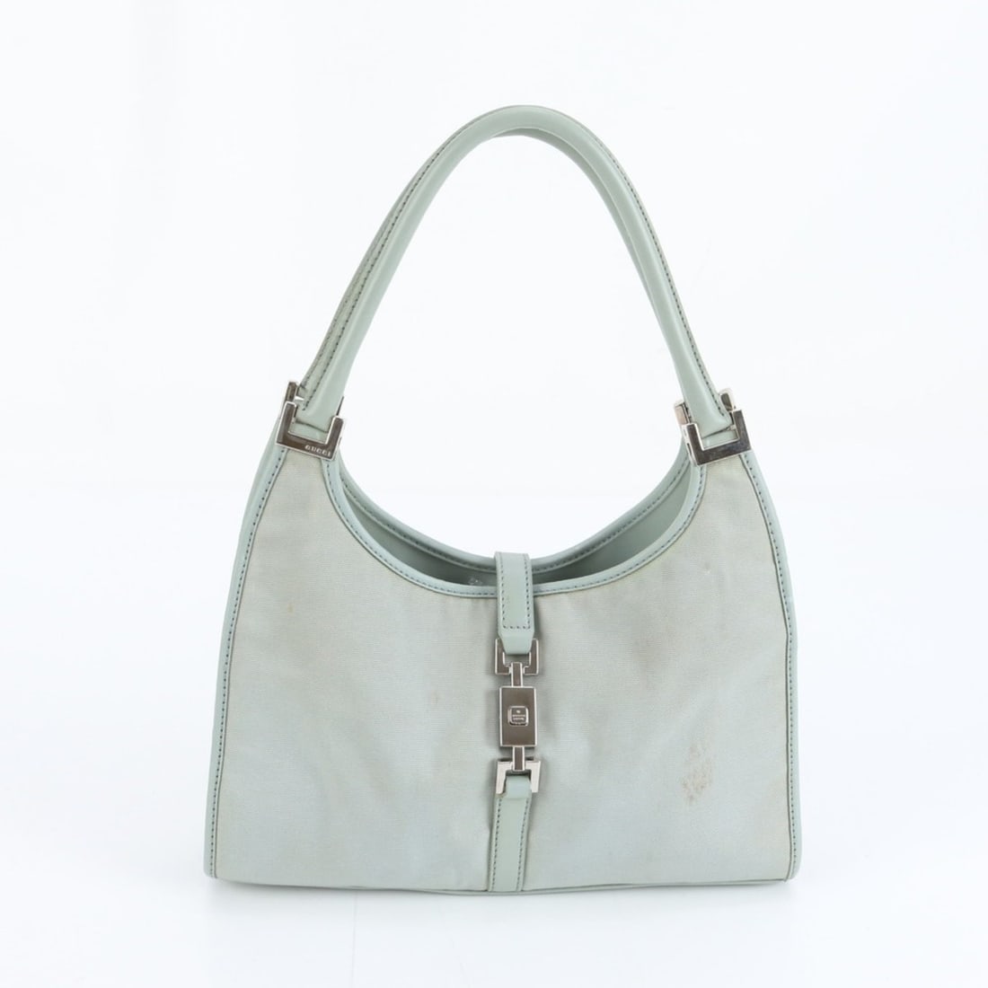 Gucci Jackie 002 1068 Leather Tote Bag, Shoulder Handbag, Silver Hardware, Women's: --- Catalog ---Category: SizeSize (HxWxD): 20cm x 26cm x 7cm / 7.87'' x 10.23'' x 2.75''Category: DesignType: Tote bagColor: GreenGender: WomenMaterial: Leather , Canvas Category: GeneralMPN: 002 1068