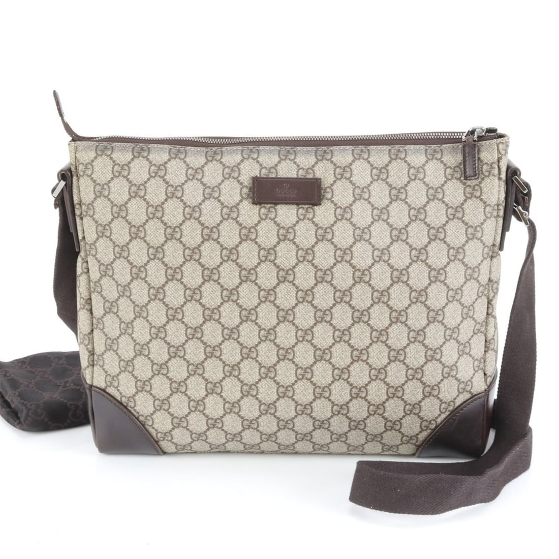 Gucci GG Supreme 110054 Leather Messenger Shoulder Bag, Brown, Men's (1 of 8)