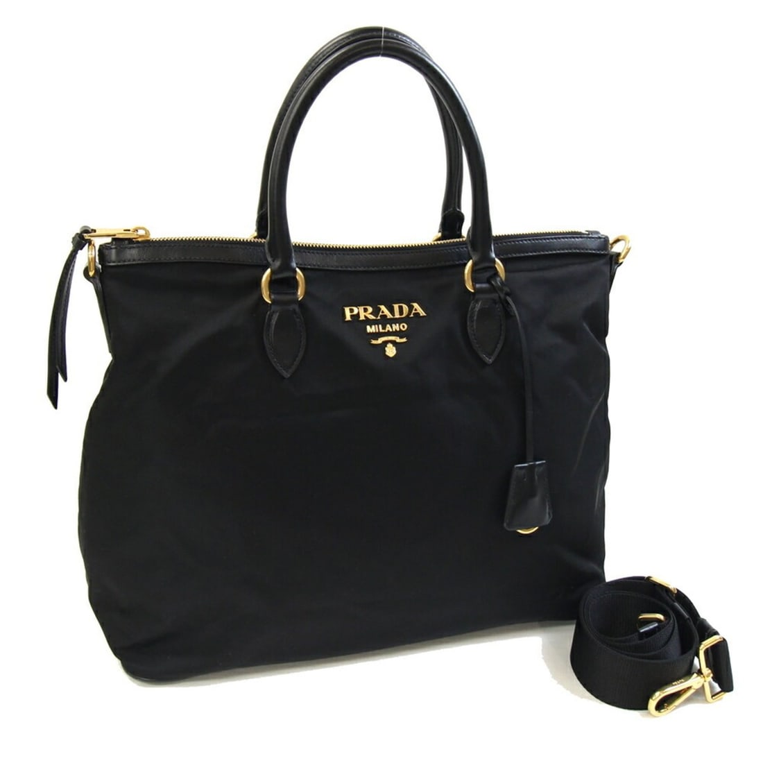 Prada Handbag 1BC060 Black Nylon and Leather Shoulder Bag for Women (1 of 12)