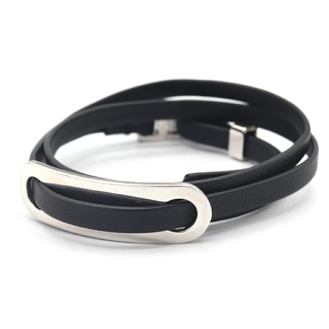 Gucci bracelet in black sterling silver (925) with triple-layered leather for men and women. (1 of 13)