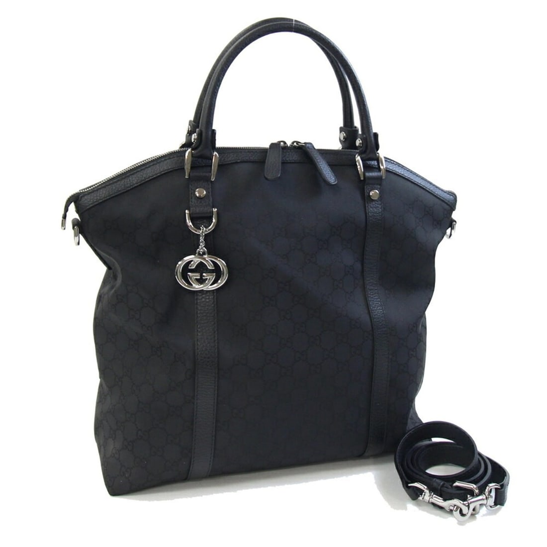 Gucci Handbag GG 339551 Black Nylon and Leather Shoulder Tote Bag for Women: --- Catalog ---Category: SizeSize (HxWxD): 36cm x 43cm x 15cm / 14.17'' x 16.92'' x 5.9''Category: DesignType: Handbag, Tote bagColor: BlackGender: WomenMaterial: Nylon , Leather Category: GeneralMPN: