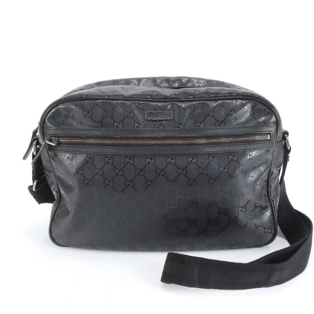 Gucci GG Imprime 211107 Leather Messenger Shoulder Bag in Black for Men: --- Catalog ---Category: SizeSize (HxWxD): 24cm x 35cm x 12cm / 9.44'' x 13.77'' x 4.72''Category: DesignType: Shoulder bagColor: BlackGender: MenMaterial: Leather , Coated canvas Category: GeneralMPN