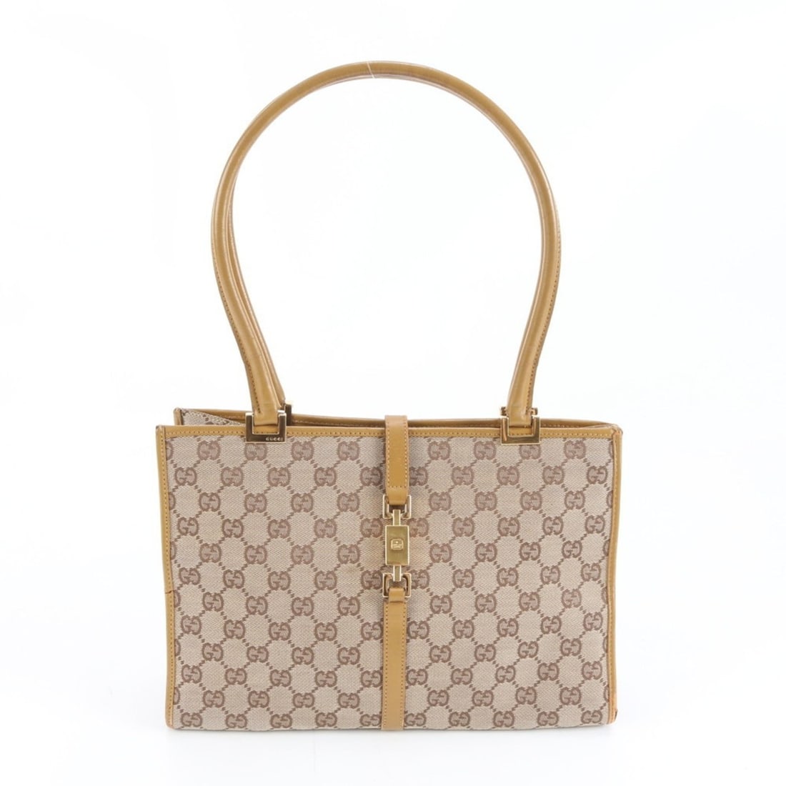 Gucci GG Canvas Jackie 002 1073 Leather Shoulder Bag, Brown, Women's: --- Catalog ---Category: SizeSize (HxWxD): 21cm x 29cm x 11cm / 8.26'' x 11.41'' x 4.33''Category: DesignType: Shoulder bagColor: BrownGender: WomenMaterial: Leather , Canvas Category: GeneralMPN: 002