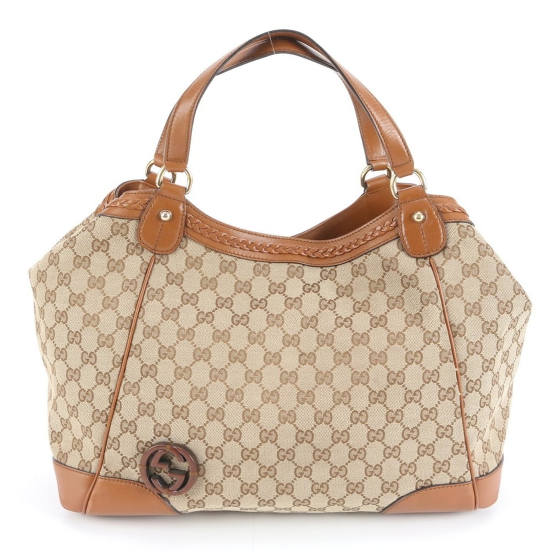 Gucci GG Canvas Interlocking G 296896 Leather Tote Bag Shoulder Handbag Women's (1 of 9)