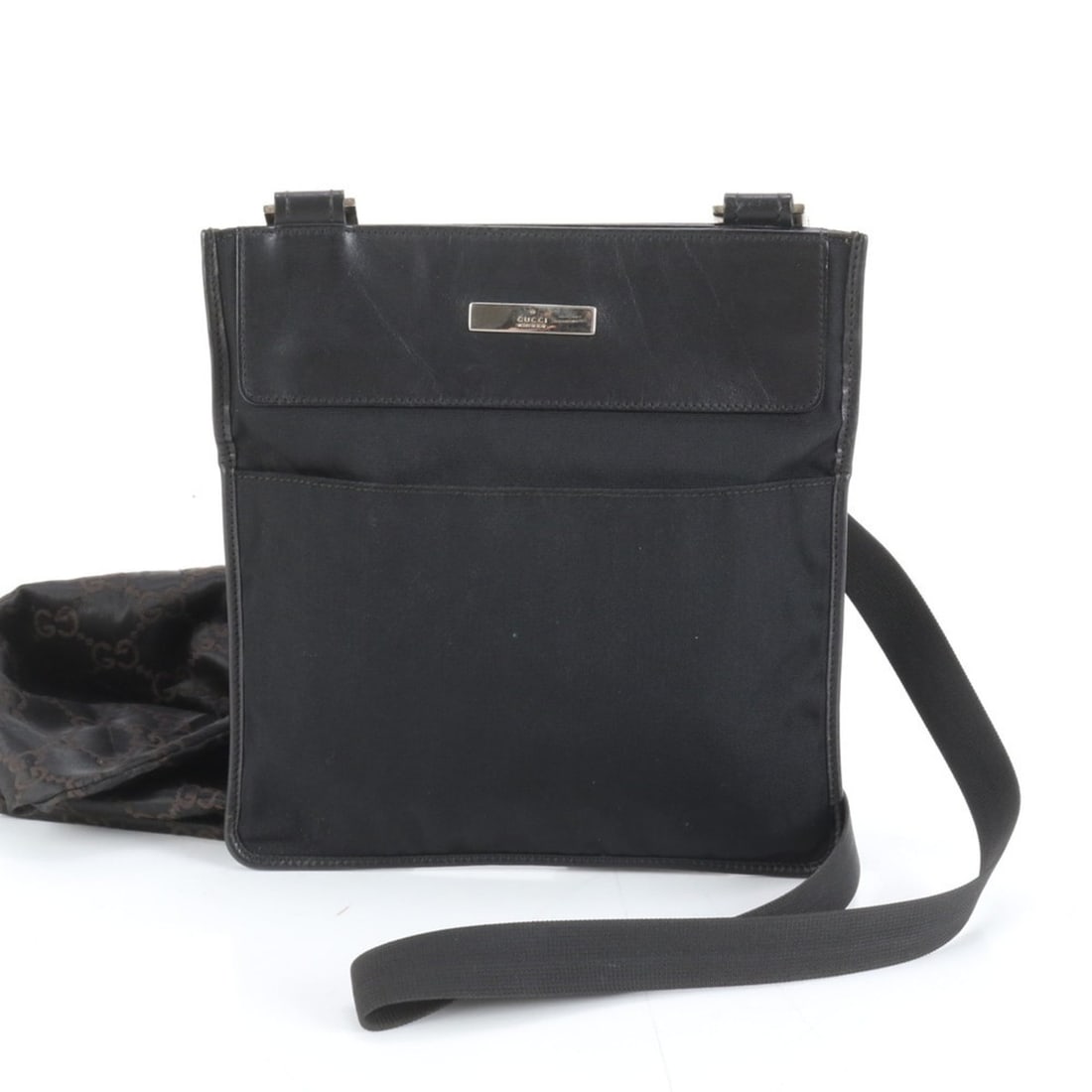 Gucci 019 0348 Leather Messenger Shoulder Bag, Black, Men's (1 of 9)