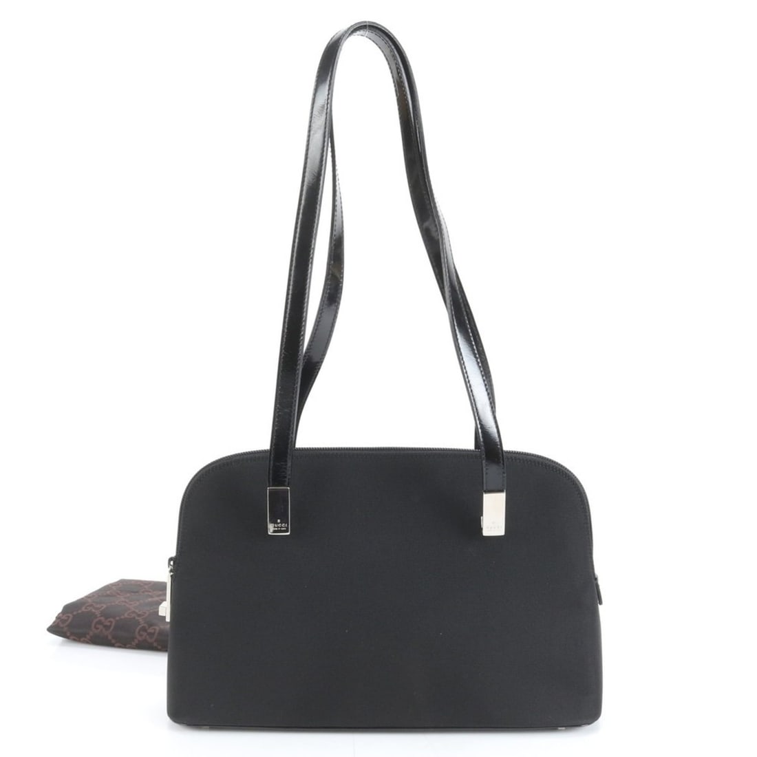 Gucci 001 3261 Leather Tote Bag Shoulder Handbag Black Silver Hardware Women's (1 of 12)