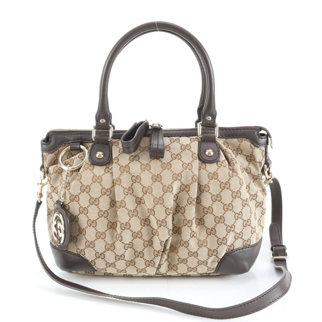 Gucci GG Canvas Sukey 247902 Leather 2-Way Shoulder Bag Brown Tote Women's (1 of 10)