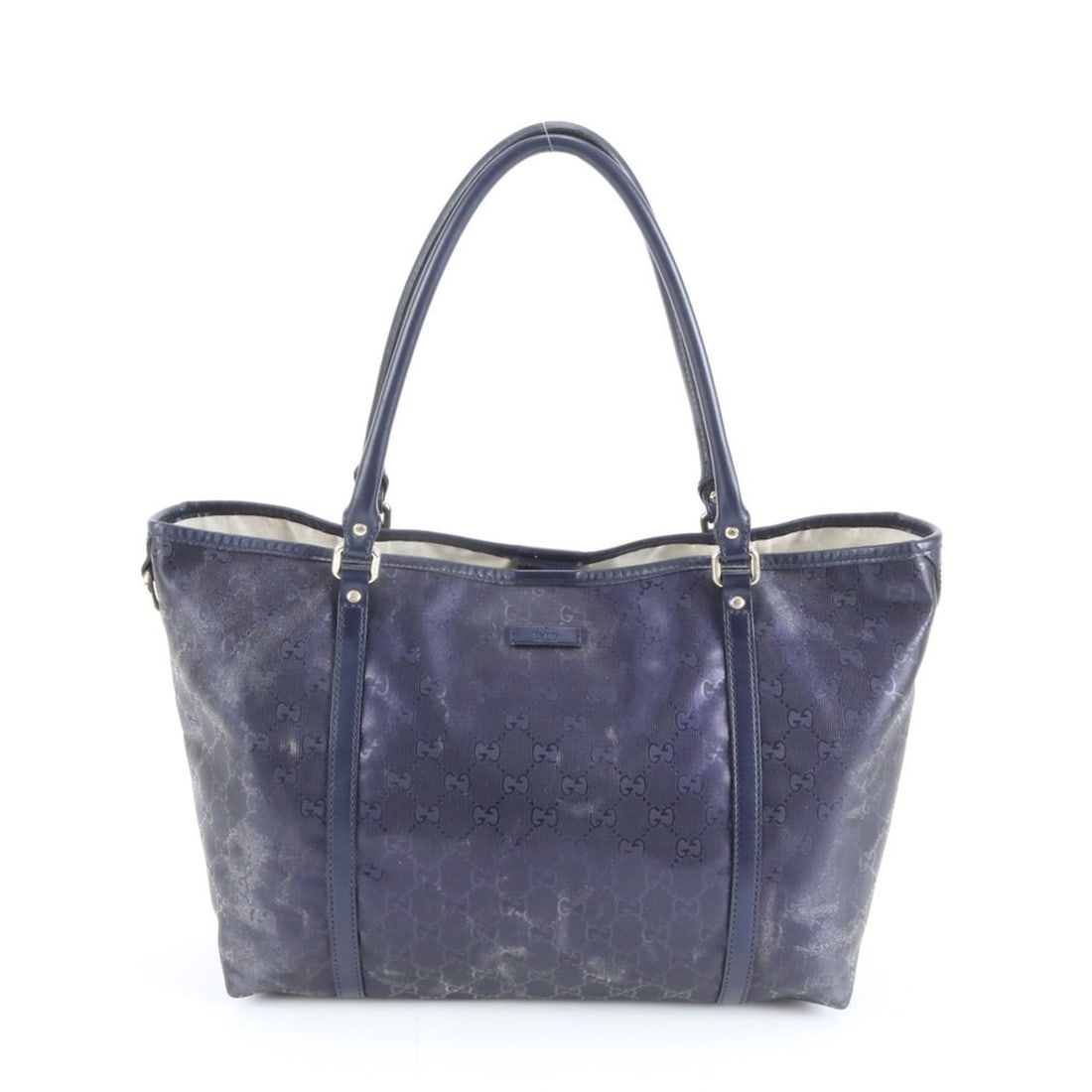 Gucci GG Imprime 197953 Leather Tote Bag Shoulder/Handbag Navy Women's (1 of 12)