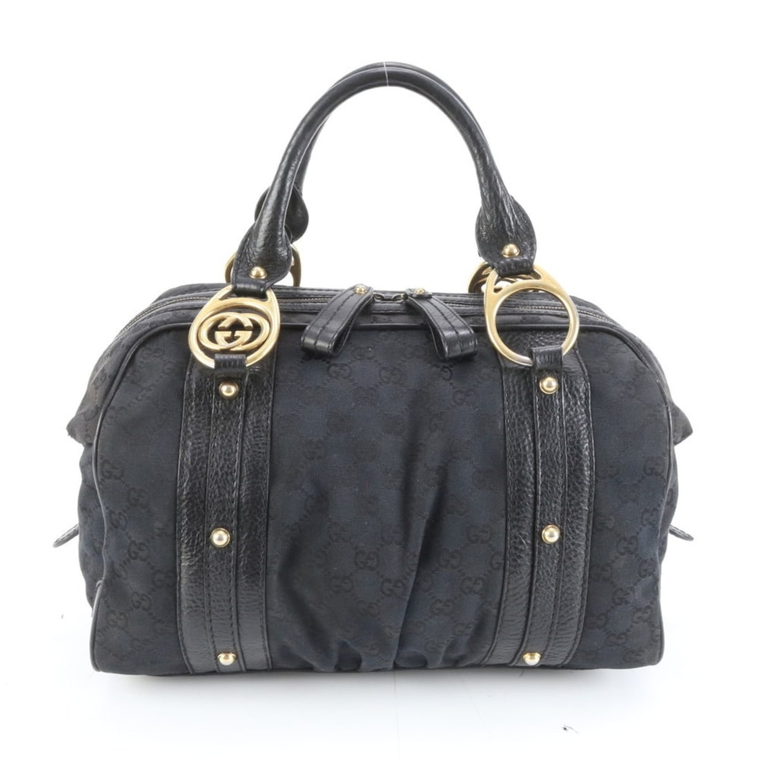 Gucci GG Canvas Mini Boston Bag 223953 Leather Tote Shoulder Handbag Black Women's: --- Catalog ---Category: SizeSize (HxWxD): 22cm x 33cm x 21cm / 8.66'' x 12.99'' x 8.26''Category: DesignType: Tote bagColor: BlackGender: WomenMaterial: Leather , Canvas Category: GeneralMPN: 223953B