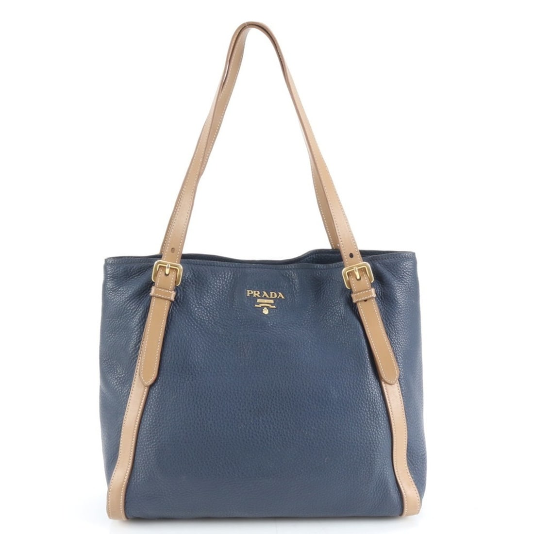 Prada Leather Tote Bag Shoulder/Handbag Navy Women's (1 of 14)