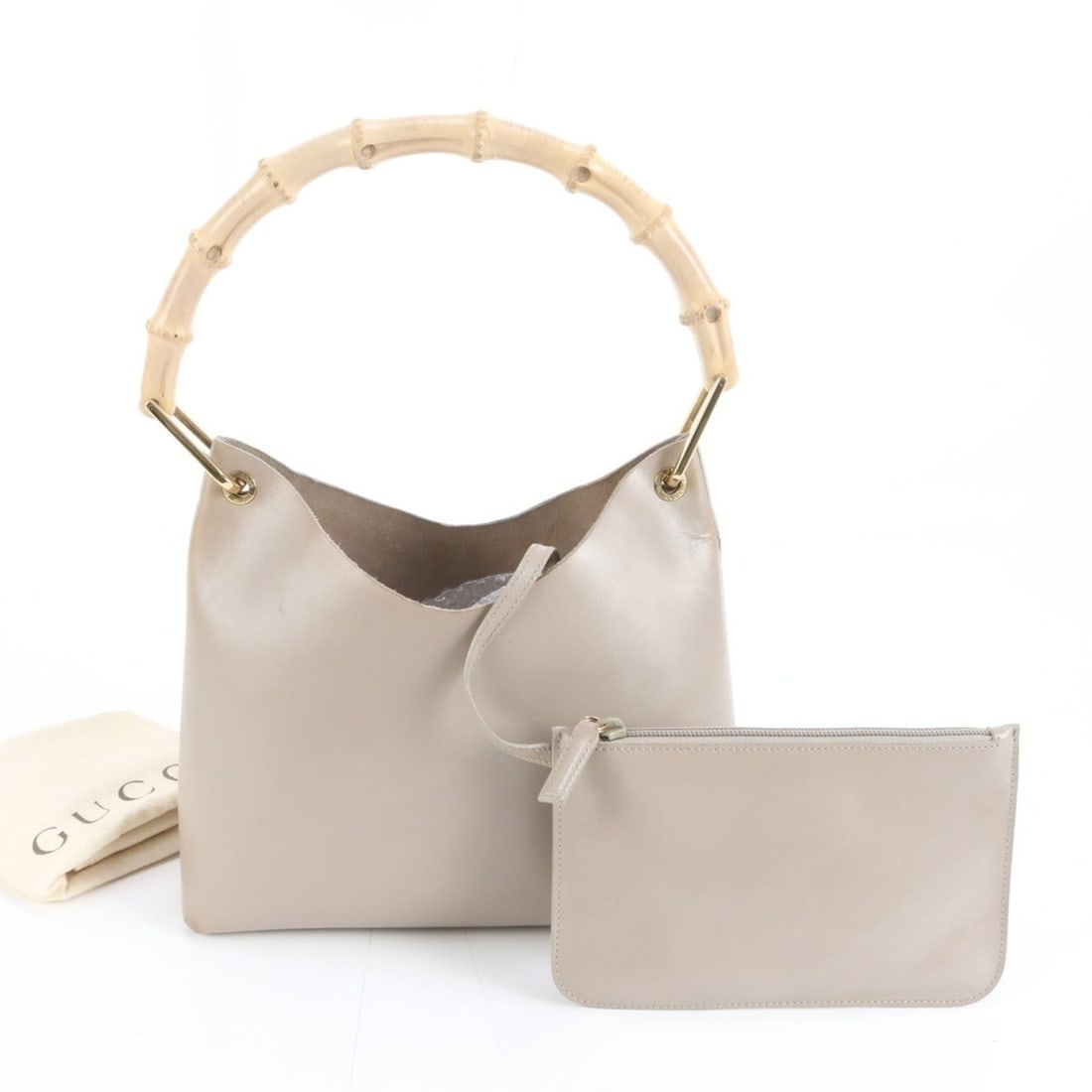 Gucci Old Bamboo Leather Shoulder Bag with Pouch, Tote, Handbag, Women's (1 of 12)