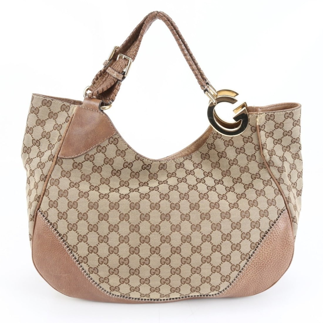 Gucci GG Canvas Charlotte 218782 Leather Tote Bag Shoulder Handbag Brown Women's (1 of 15)