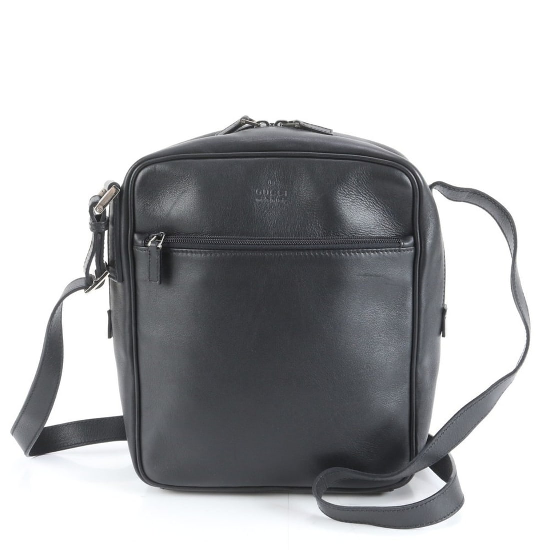 Gucci 018 1604 Leather Shoulder Bag Messenger Black Tote Men's (1 of 11)