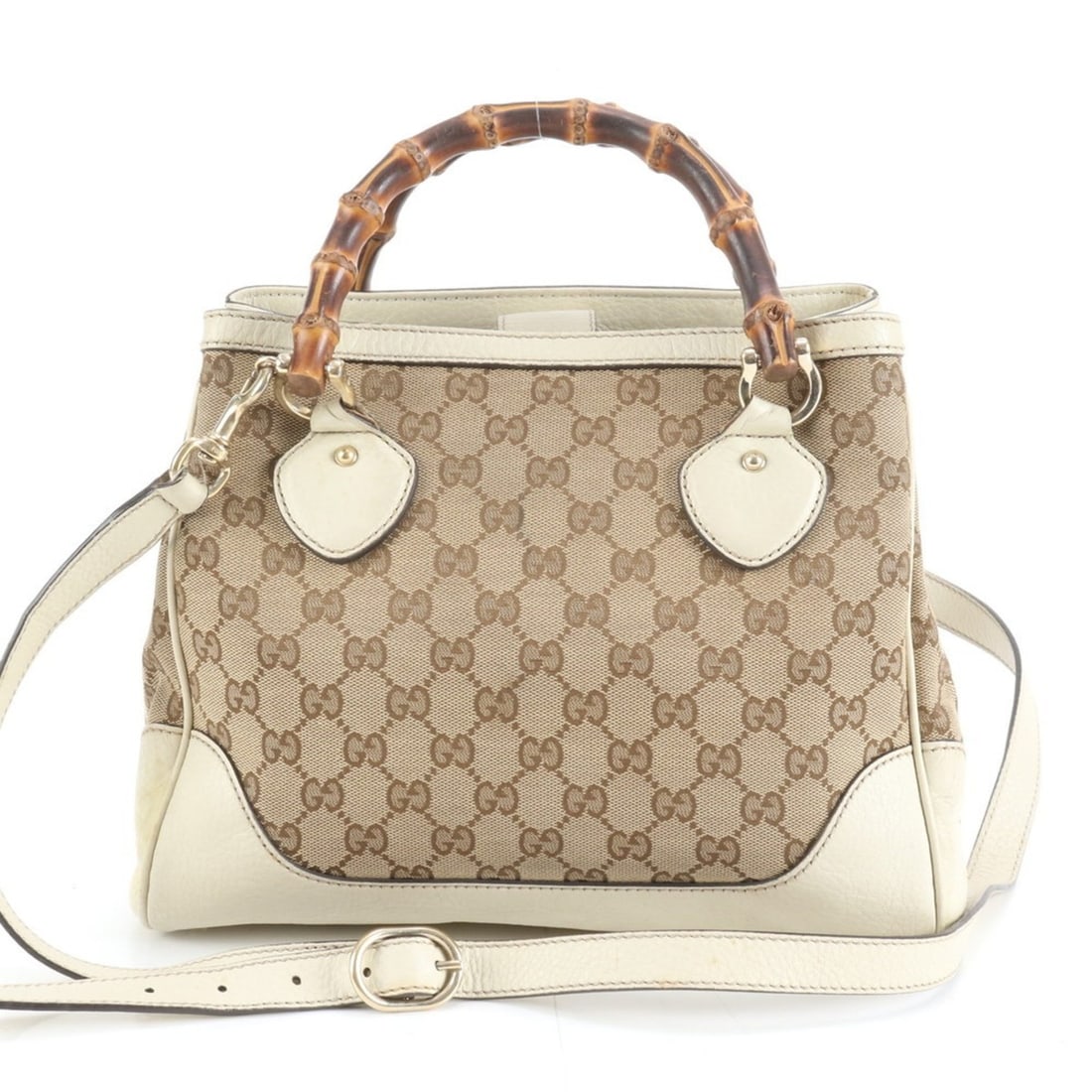 Gucci GG Canvas Bamboo Leather 2-Way Shoulder Bag/Hand Tote Bag 308360 Women's (1 of 13)
