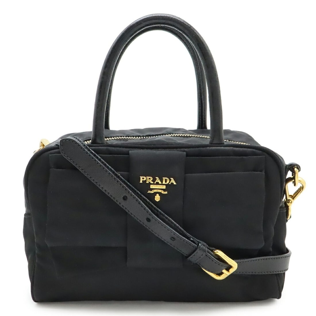 PRADA Prada Ribbon Handbag Shoulder Bag Nylon NERO Black BN1778 (1 of 14)