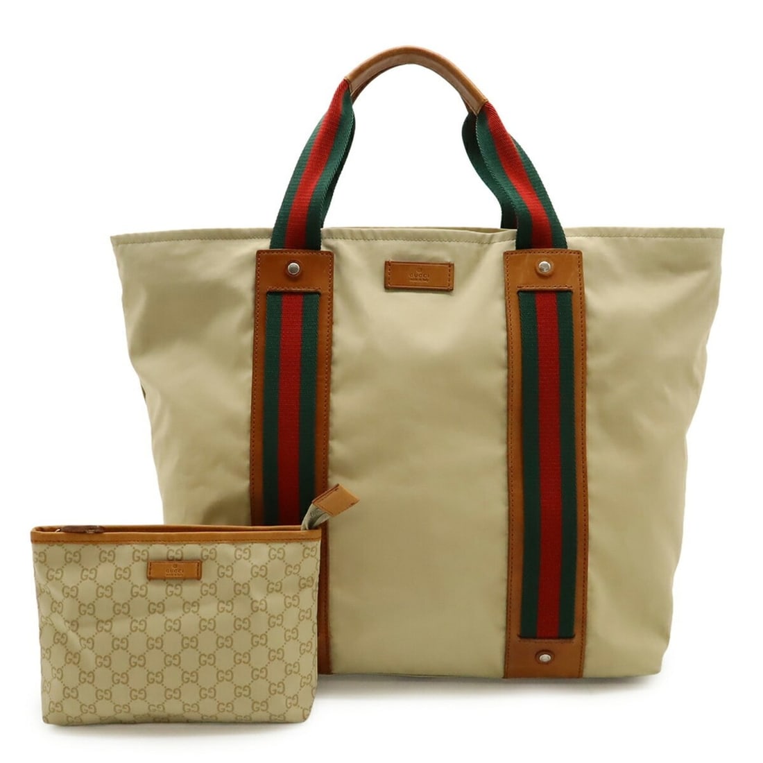 GUCCI Sherry Line Tote Bag/Shoulder Bag in Oiled Leather (Beige, Brown, Green, Red) 253511 (1 of 12)