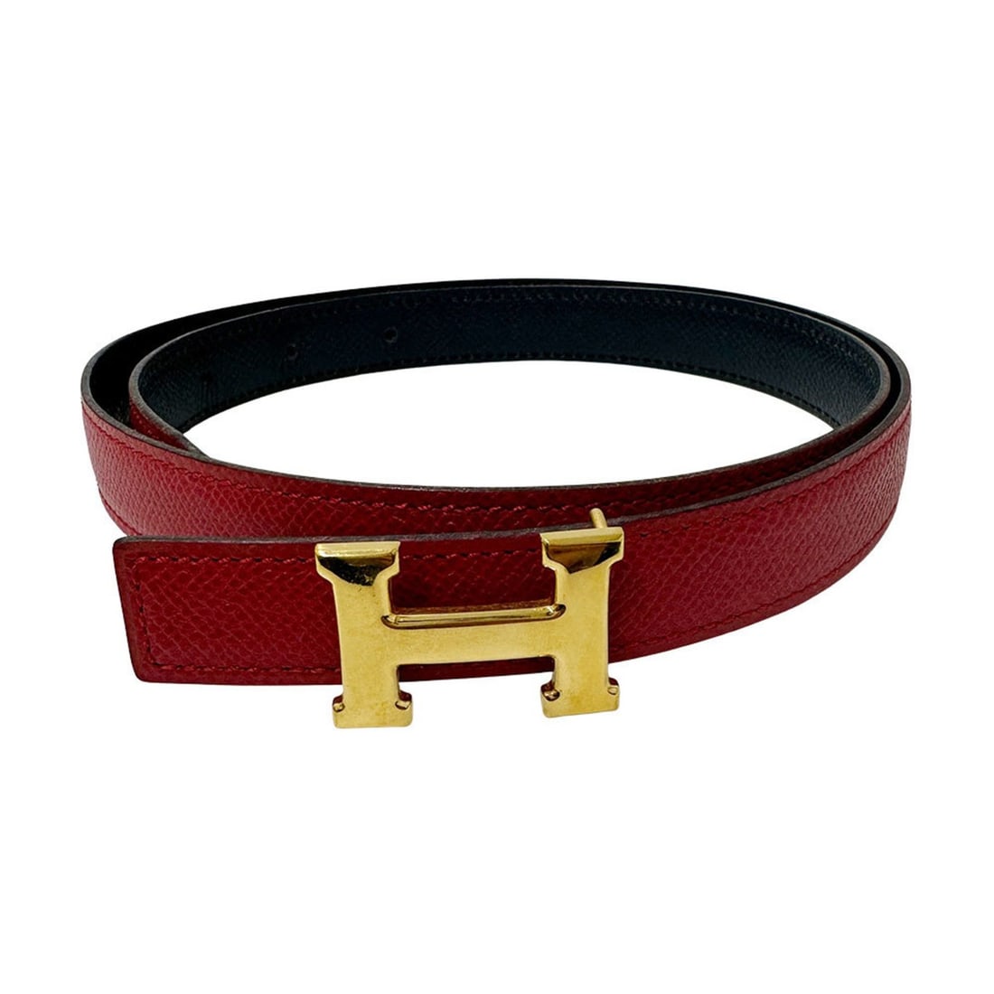 Hermes Hermès Constance Couchvel Belt for Women, Red, Black, Gold Hardware, H Logo, Reversible, (1 of 12)