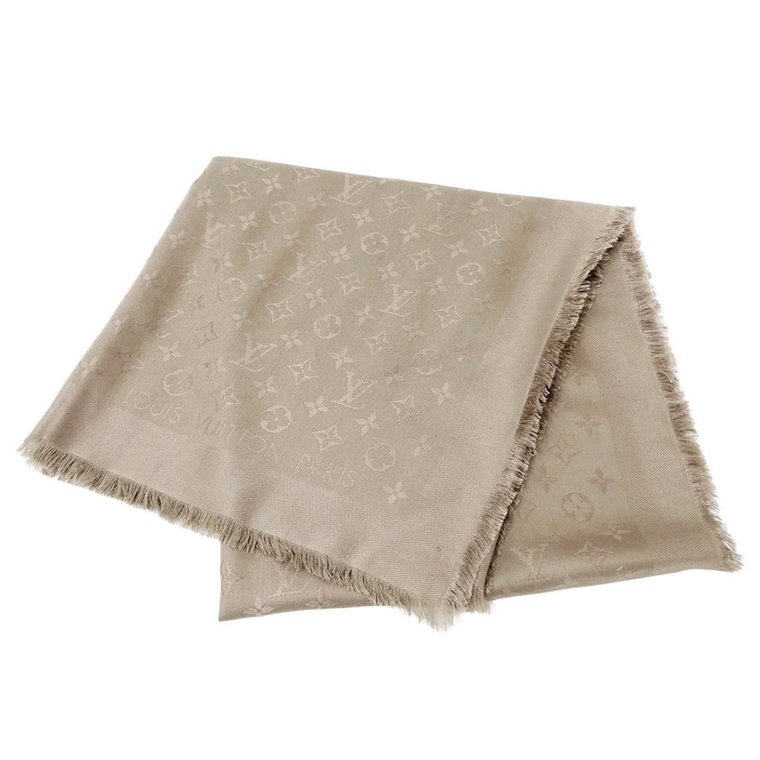Louis Vuitton Women's Monogram Verone Scarf, Beige, Silk and Wool, M72238 (1 of 13)