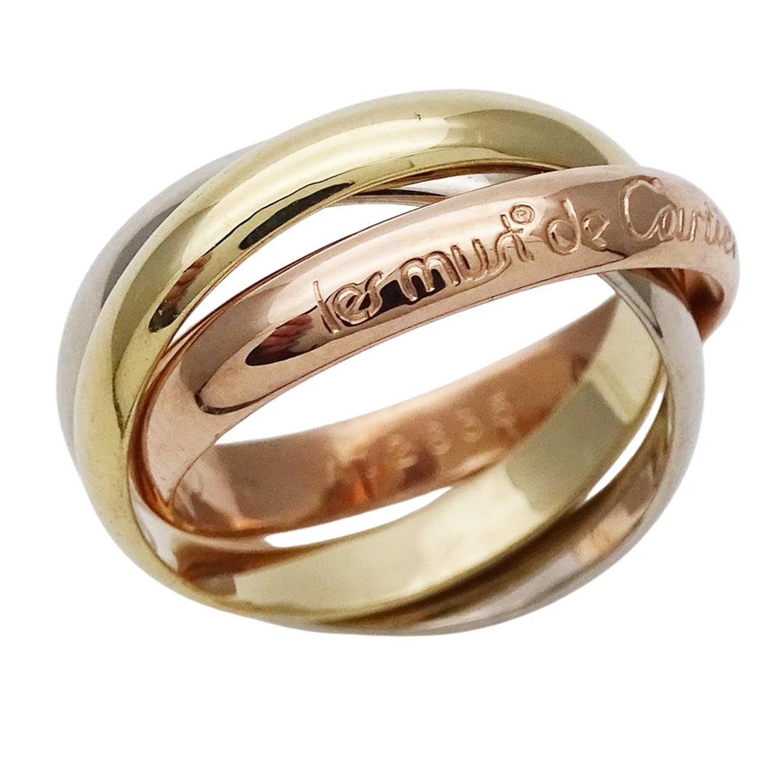 Cartier Trinity Classic Ring for Women, 750PG, 750WG, or 750YG, Pink Gold, White Yellow #51, Approx.: --- Catalog ---Category: SizeJP Size: 11US Size: 6Category: DesignType: Band ringColor: Pink gold, White gold, Yellow goldGender: WomenMaterial: Pink gold (18K), White gold (18K), Yellow gold (18K)Cat