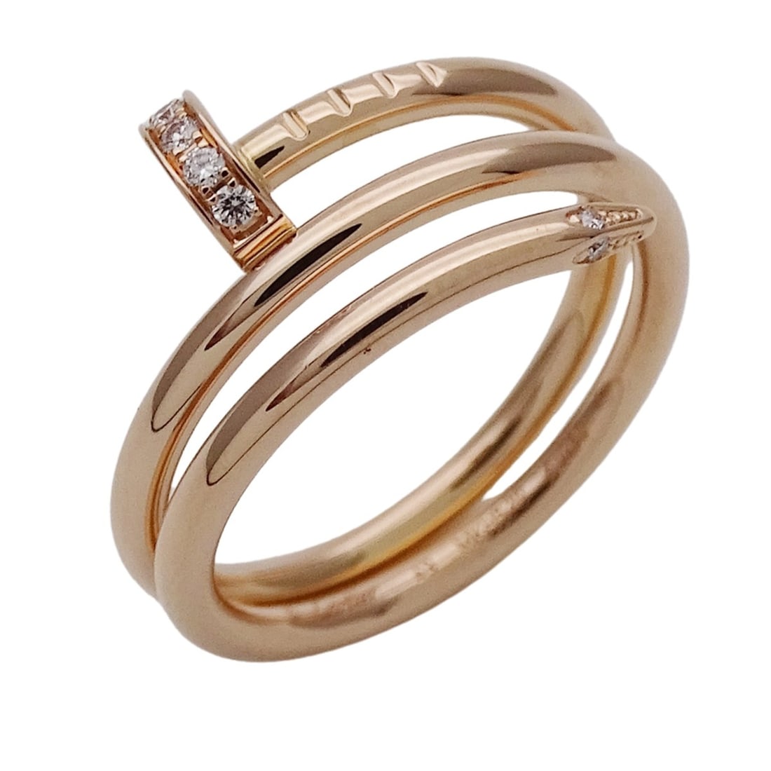 Cartier ring for men and women, 750PG diamond Juste un Clou double in pink gold, size #49, polished. (1 of 10)