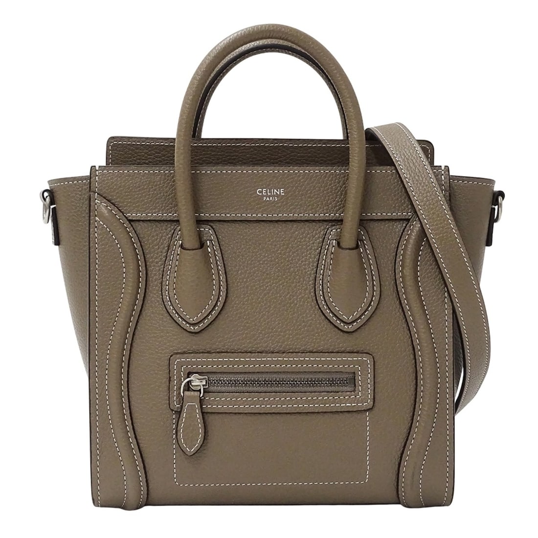 Celine Women's Bag, Designer Handbag/Shoulder 2-Way Luggage Nano Shopper, Leather, Taupe, Mini Bag (1 of 12)