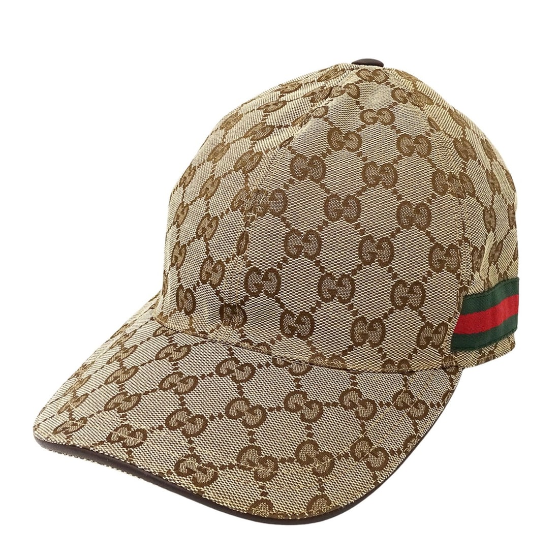 Gucci GG Canvas Baseball Cap with Web Stripe for Men and Women, Beige/Brown, 200035, Size L (1 of 11)