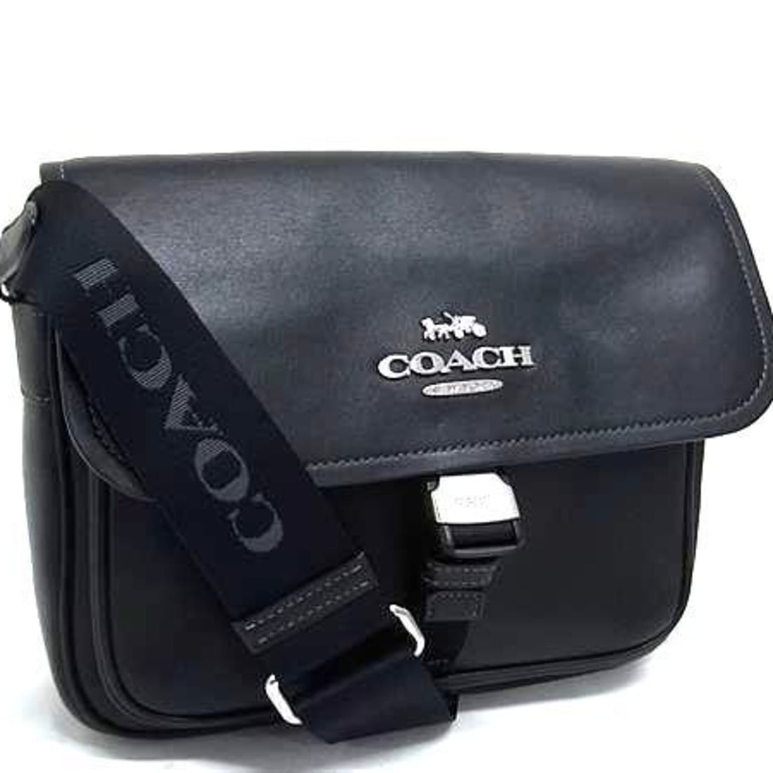 COACH Shoulder Bag CR098 Black Leather for Men and Women (1 of 11)