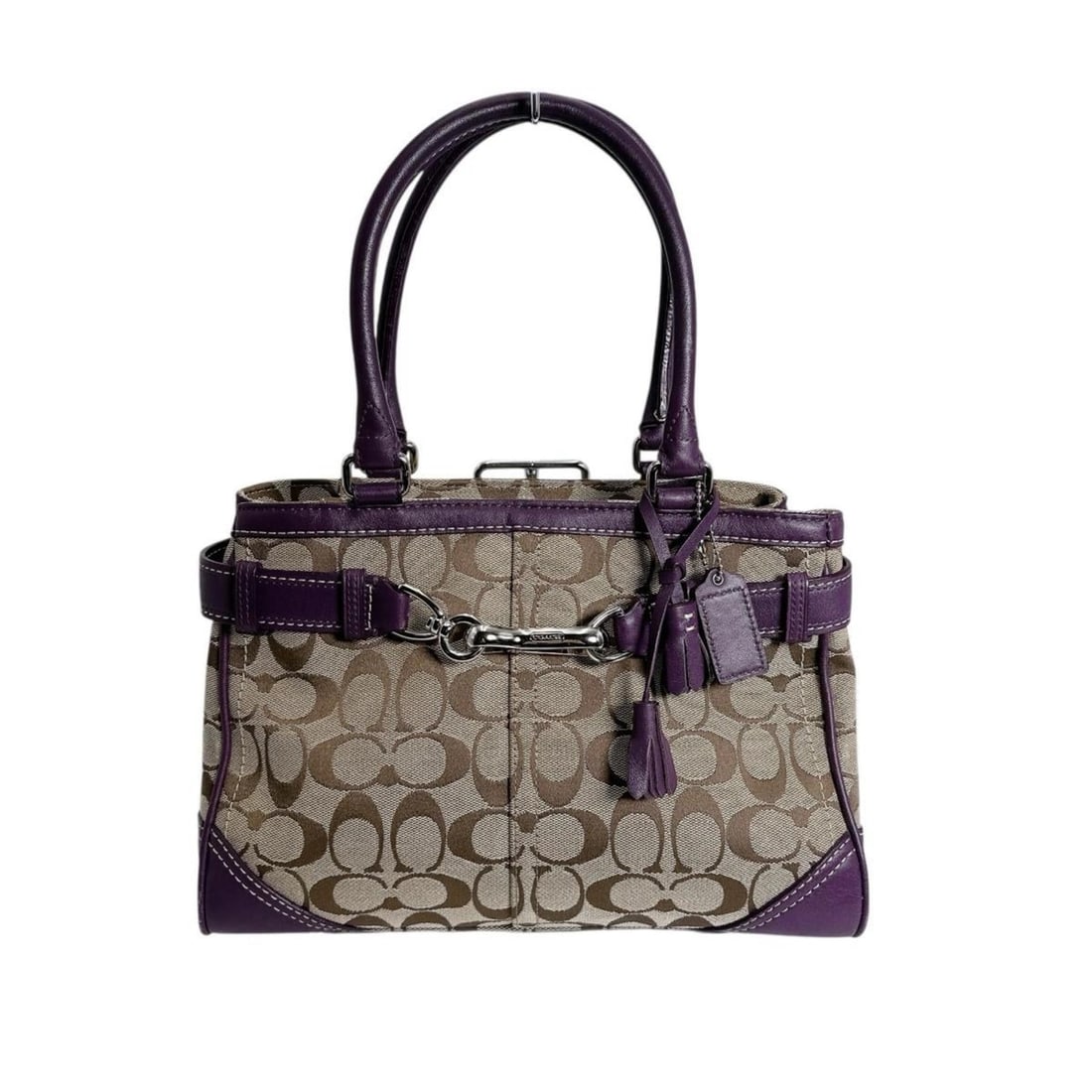 Coach Signature Canvas Handbag J0993 Purple (1 of 15)