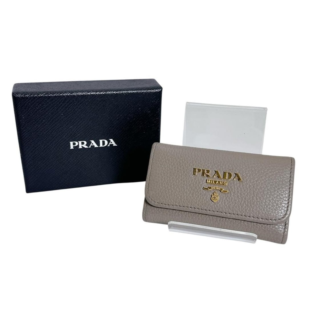 Prada 6-Key Key Case, Vitello Grain Leather and Saffiano Leather, 1PG222, Greige (1 of 14)