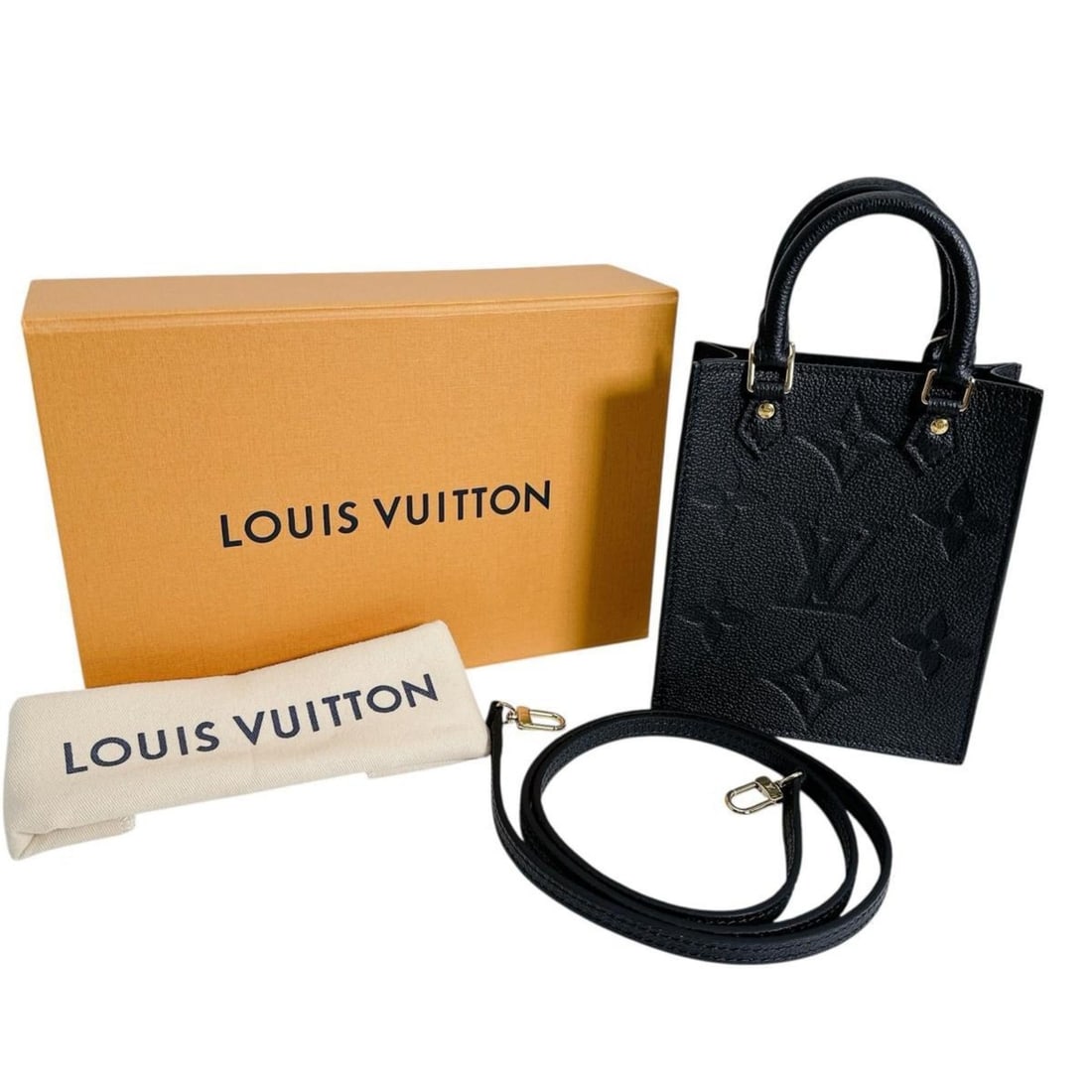 Louis Vuitton Petite Sac Plat Monogram Empreinte Shoulder Bag M81417 Black (1 of 15)