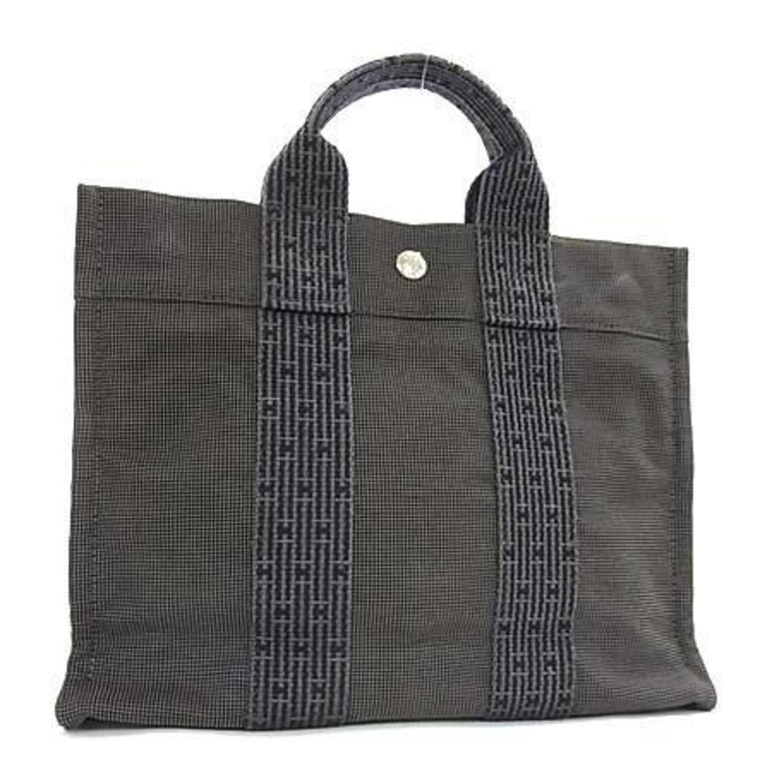 HERMES Hermès Air Line Tote PM Handbag, Gray Canvas, Women's (1 of 12)