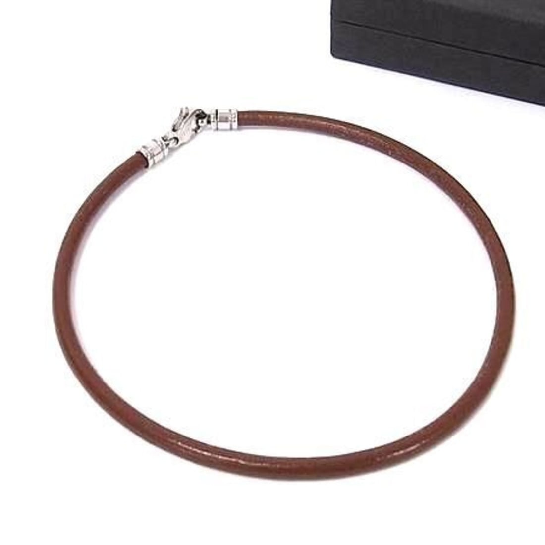 BVLGARI Bvlgari choker in brown leather and metal for men women (1 of 13)